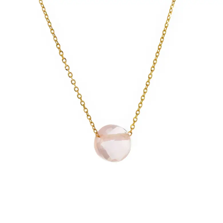 Naszyjnik z różowym kwarcem ze złota